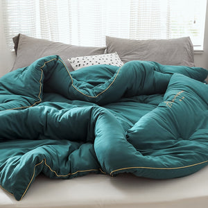 Brushed thermal Quilt Comforter - Emerald