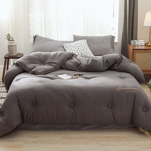 Brushed thermal Quilt Comforter - Grey