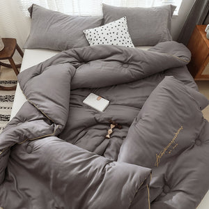 Brushed thermal Quilt Comforter - Grey