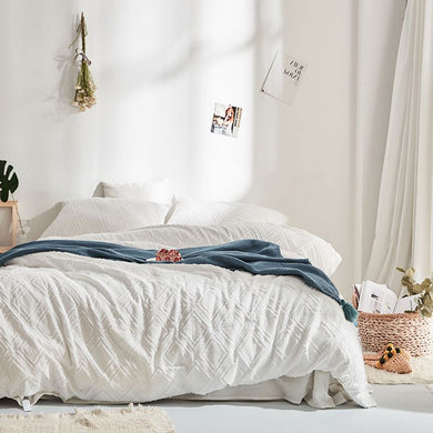 Luxury 100% Cotton Chenille 4 Pcs Bedding Set - White