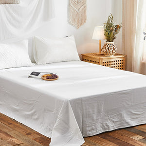 Luxury 100% Cotton Chenille 4 Pcs Bedding Set - White