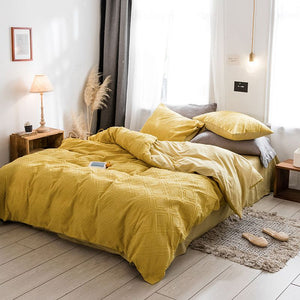 Luxury 100% Cotton Chenille 4 Pcs Bedding Set - Yellow