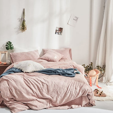 Luxury 100% Cotton Chenille 4 Pcs Bedding Set - Rose