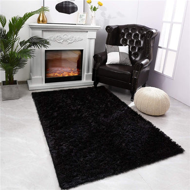 Fluffy Large Area Rug - Black