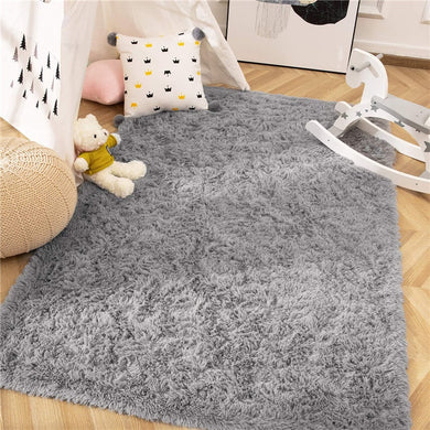 Fluffy Large Area Rug - Grey
