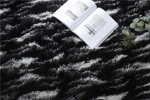 Fluffy Large Area Rug - Zebra