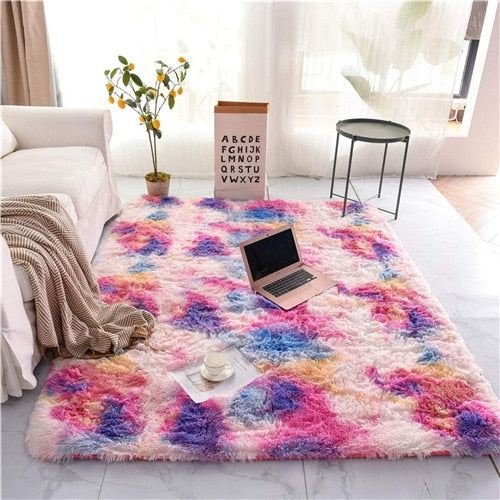 Fluffy Large Area Rug - Colorful
