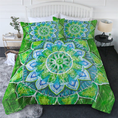 Mandala Summer Comforter Coverlet - Green Life