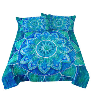Mandala Summer Comforter Coverlet - Blue Life