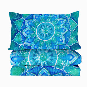 Mandala Summer Comforter Coverlet - Blue Life