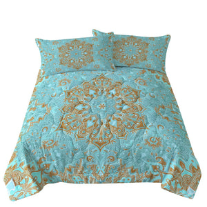 Mandala Summer Comforter Coverlet - Into the Blue