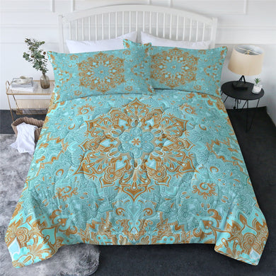 Mandala Summer Comforter Coverlet - Into the Blue