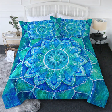 Mandala Summer Comforter Coverlet - Blue Life