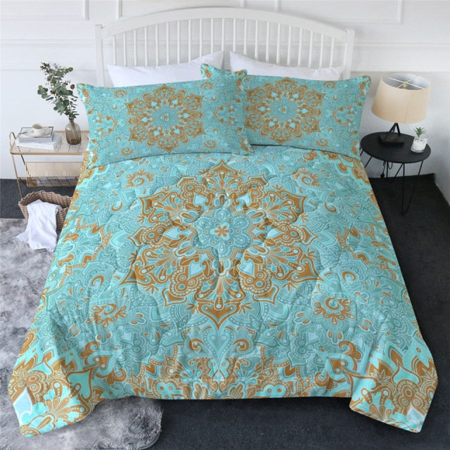 Mandala Summer Comforter Coverlet - Into the Blue