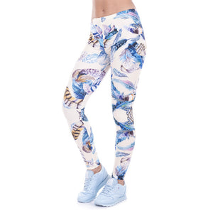Feathers yellow Printed leggings