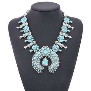 Tibetan Silver Necklace in Blue, Red or Black