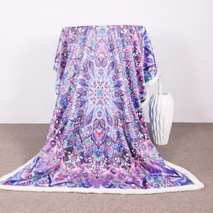 Purple Glowing Mandala Throw Blanket