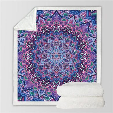 Purple Glowing Mandala Throw Blanket