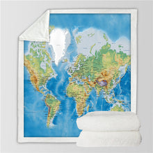 Load image into Gallery viewer, World Map Throw Blanket