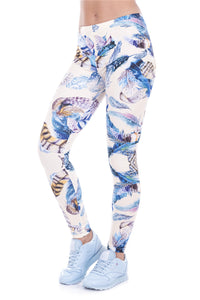 Feathers yellow Printed leggings