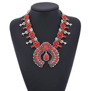 Tibetan Silver Necklace in Blue, Red or Black