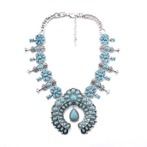 Tibetan Silver Necklace in Blue, Red or Black