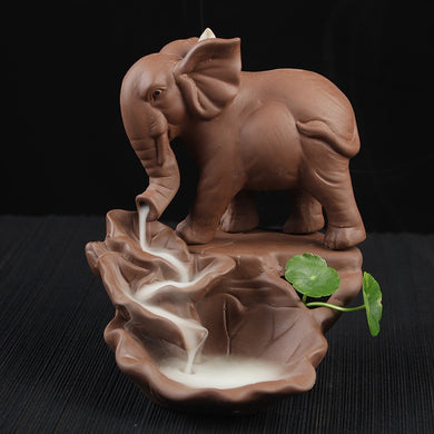 Elephant Backflow Incense Burner With 10Pcs Incense Cones