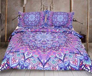 Purple Glowing Mandala Bed Set