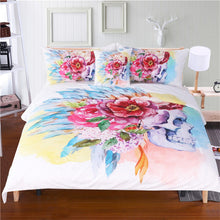 Load image into Gallery viewer, Skull and Floral Bed Set - 4 Pieces