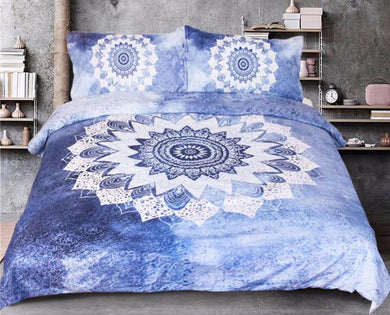 Mandala Quilt Cover Set - Cobalt Blue