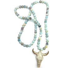 Load image into Gallery viewer, Frosted Amazonite Skull Necklace