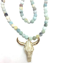 Load image into Gallery viewer, Frosted Amazonite Skull Necklace