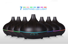 Load image into Gallery viewer, Wood colour Ultrasonic Humidifier With 7 Color Lights