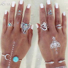 Load image into Gallery viewer, Elephant 8pcs Ring Set