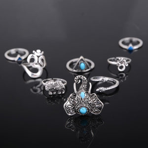 Elephant 8pcs Ring Set