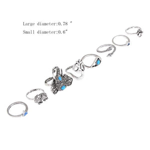 Elephant 8pcs Ring Set