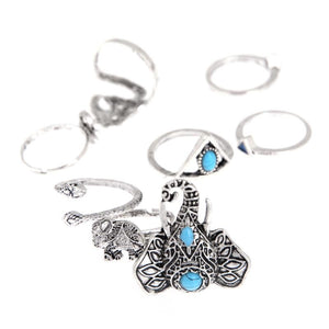 Elephant 8pcs Ring Set