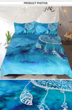 Load image into Gallery viewer, Mandala Quilt Cover Set - Blue Dreamcatcher