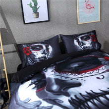 Load image into Gallery viewer, Black Skull Bedding Set