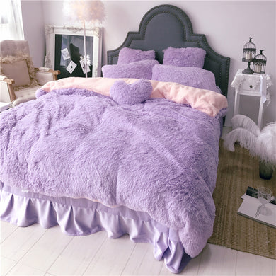 Fluffy Lambswool Quilt Cover Set - Violet CLEARANCE