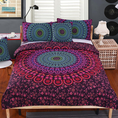 Mandala Quilt Cover Set - Red Mandala