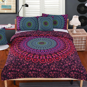 Mandala Quilt Cover Set - Red Mandala