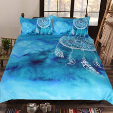 Load image into Gallery viewer, Mandala Quilt Cover Set - Blue Dreamcatcher