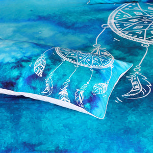 Mandala Quilt Cover Set - Blue Dreamcatcher