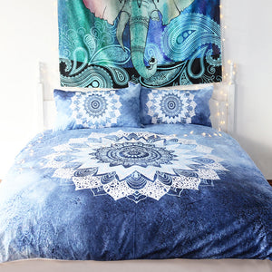 Mandala Quilt Cover Set - Cobalt Blue