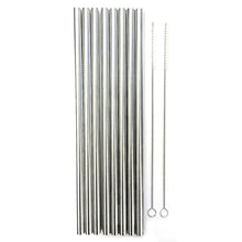 Load image into Gallery viewer, Eco-Friendly 8 Pcs Stainless Steel Straw + 2 Cleaning Brushes - Reusable