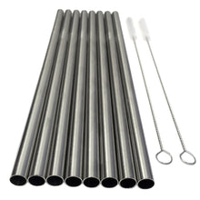 Load image into Gallery viewer, Eco-Friendly 8 Pcs Stainless Steel Straw + 2 Cleaning Brushes - Reusable