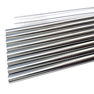 Eco-Friendly 8 Pcs Stainless Steel Straw + 2 Cleaning Brushes - Reusable