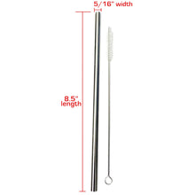 Load image into Gallery viewer, Eco-Friendly 8 Pcs Stainless Steel Straw + 2 Cleaning Brushes - Reusable