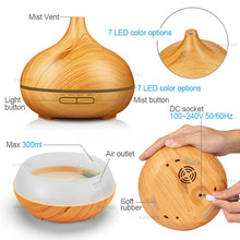 Load image into Gallery viewer, Wood colour Ultrasonic Humidifier With 7 Color Lights